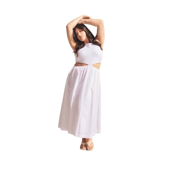 Abercrombie - NEW Mixed Fabric Cut Out Midi Dress Sz M - Picture 2 of 16